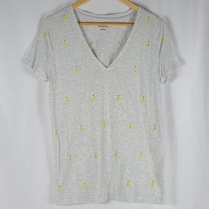 Merona | Citron Lemons Gray V-Neck Tee